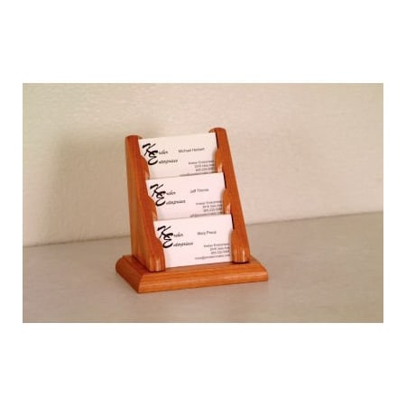 Wooden Mallet 3 Pocket Counter Top Business Card Holder - Medium Oak BCC1-3MO